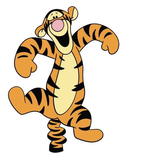 Tigger Easy Drawing, Tigger Bouncing, Tiger From Winnie The Pooh, Animal Cartoon Characters, Piglet Drawing, Winie The Pooh, Tigger From Winnie The Pooh, Disney Tiger, Winnie The Pooh Tattoos