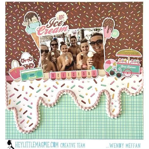 Birthday Scrapbook Layouts, Simple Stories Scrapbooking, Scrapbook Birthday, Summer Scrapbook Layouts, Beautiful Scrapbook Layouts, Scrapbook Design Layout, 12x12 Scrapbook Layouts, Delicious Ice Cream, Scrapbook Design