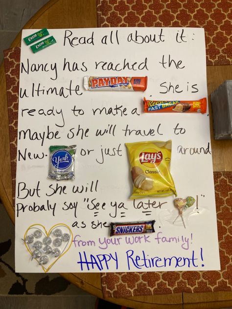 Retirement Candy Bar Ideas, Retirement Candy Boards, Retirement Candy Bar Poster, Candy Board Ideas, Work Retirement Party Ideas, Huddle Board, Candy Poems, Birthday Craft Gifts, Retirement Candy