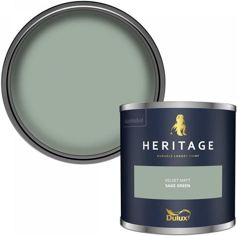 Dulux Trade Heritage Velvet Matt Emulsion Sage Green (1 Litre) : Amazon.co.uk: DIY & Tools Heritage Paint Colours, Heritage Paint, Truffle Cream, Luxury Paints, Sanctuary Bedroom, Wall Treatments, Painting Supplies, Blue Ribbon, Wall Paint