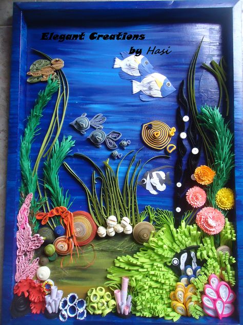 under water scenery Quilling Animals, Arte Quilling, Quilled Paper Art, Quilled Creations, Quilling Craft, Quilling Paper Craft, Paper Quilling Designs, Quilling Patterns, Quilling Cards