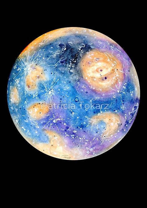 Watercolour painting of the planet Mercury. / All other planet-designs as well as a compilation of all planets available! • Buy this artwork on apparel, stickers, phone cases, and more. Planets Mercury, Mercury Planet, Painting Space, Planet Painting, Planet Drawing, Planet Mercury, All Planets, Planet Tattoos, Planet Design