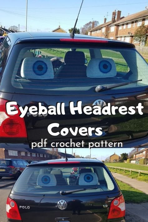 Crochet Car Seat Headrest, Crochet Headrest Cover Pattern, Gear Shift Cover Crochet, Crochet Road Trip Project, Car Crochet Projects, Crochet Car Accessories For Men, Car Coaster Crochet Pattern, Crochet Headrest Cover Free Pattern, Funny Car Decor