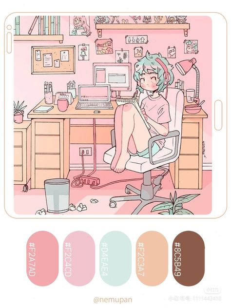 Color Pallets Drawing, Palette Aepherion, Kawaii Color Palette, Flat Color Palette, Pantone Colour Palettes, Hex Color Palette, Color Palette Challenge, Stunning Hairstyles, Color Schemes Colour Palettes