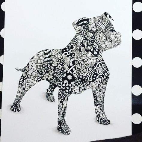 Zentangle Staffy (Google search) Staffy Tattoos, English Staffordshire Bull Terrier, Bull Terrier Tattoo, Bull Terrier Art, Staffy Dog, Pitbull Art, Zentangle Doodle, Dog Line Art, Owl Tattoo Design