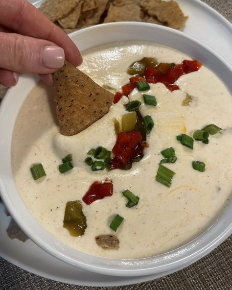 The Easiest High Protein Queso with Cottage Cheese Protein Queso, Cottage Cheese Queso Dip, Cheese Queso Dip, Cottage Cheese Queso, Cheese Queso, Queso Dip Recipes, Game Day Appetizers, 3 Ingredient Recipes, Queso Cheese