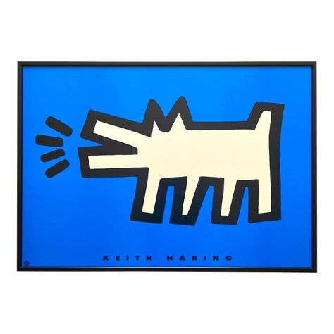 . Iconic pop art print by Keith Haring featuring a barking dog. #keithharing #popart . #Keith_Haring_Art_Projects_For_Kids #Word_Paintings_On_Canvas #Keith_Haring_Dog #Black_And_White_Pop_Art Pop Art Artwork, Keith Haring Mural, Pop Art Frame, Pop Art Poster Design, Keith Haring Dog, Keith Haring Artwork, Andy Warhol Artwork, Keith Haring Poster, Text Artist