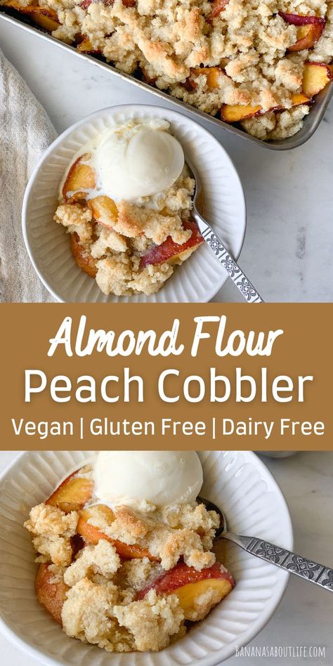 almond flour peach cobbler Almond Flour Peach Cobbler Recipe, Peach Cobbler Gluten Free, Cobbler With Fresh Peaches, Peach Cobbler With Fresh Peaches, Gluten Free Peach Cobbler, Almond Flour Recipes, Fresh Peaches, Gluten Free Dairy Free Recipes, Gluten Free Sweets