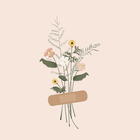 Therapy Illustration, Mental Health Artwork, Healing Artwork, Health Illustration, Healing Flowers, Newborn Schedule, Health Images, Health Icon, Geometric Tattoo Design