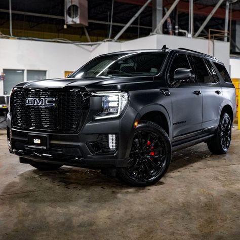 A GMC Yukon Denali (SUV) that is all colored black. 2022 Yukon Denali, Denali Car, Black Tahoe, Gmc Denali Truck, Denali Truck, Black Suv, Gmc Suv, Gmc Denali, Gmc Yukon Denali