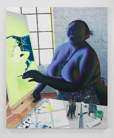 Blue Surrealism, Sasha Gordon, Newton Photo, Women Artist, Art 2022, Surreal Artwork, Art Parody, American Painting, Mirror Painting