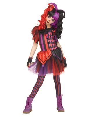 Kids Twisted Jester Costume Court Jester Costume, Scary Jester Costume, Renfaire Outfit Jester, Evil Jester Costume, Jester Women’s Costume, Evil Clown Costume, Harlequin Costume, Home Halloween Costumes, Catsuit Costume