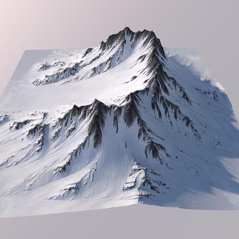 Mountain MT020 3D Model #AD ,#Mountain#Model K2 Mountain, 3d Mountain, 3d Chess, Fantasy Map Making, Model Site, Photography Inspiration Nature, Story Books Illustrations, Mountain Illustration, Forest Mountain