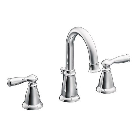 Banbury Chrome Two-Handle High Arc Bathroom Faucet -- WS84924 -- Moen Moen Bathroom Faucets, Home Depot Bathroom, Bathroom Faucets Chrome, Roman Tub Faucets, Chrome Faucet, Chrome Bathroom, Widespread Bathroom Faucet, Bath Faucet, Faucet Handles