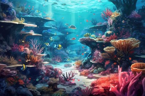 Tropical sea underwater fishes on coral reef. Aquarium oceanarium wildlife colorful marine panorama landscape nature stock image Coral Reef Landscape, Book Imagination, Under The Sea Pictures, Coral Reef Photography, Panorama Landscape, Landscape Panorama, Coral Reef Aquarium, Sea Pictures, Sea Underwater