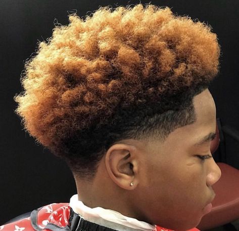 Blonde Hair Dyed Black, Afro Hair Fade, Boys Haircuts Curly Hair, Red Hair Dye, Boys Colored Hair, Cool Blonde Hair Colour, Back To School Hair, Black Hair Cuts, Curly Hair Fade