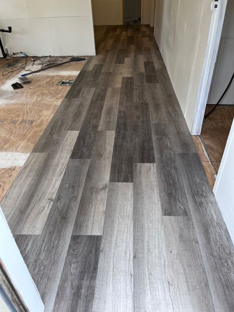 Mobile Home Floor Remodel, Trailer Flooring Ideas, Mobile Home Flooring Ideas, Mobile Home Flooring, Single Wide Trailer, Mobile Home Makeovers, Single Wide Mobile Homes, Mobile Home Living, Floating Floor