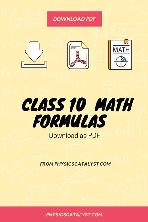 Visit to get free math formulas for class 10 as pdf. It covers all formulas arranged chapter wise. Get this pdf for getting all important formulas at one place. Class 10 Maths Formula, All Formulas Of Math Class 10, Maths Class 10 Formula, Maths Class 10 Formula Sheet, Class 10 Physics Formula Sheet, Math Formula Chart Class 10, Class 10 Maths Formula Sheet, 10th Class Maths Formulas, Class 10 Maths Formulas