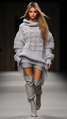 Wander Outfit, Fall Trends Outfits, Style Mistakes, Knit Outfit, Stylish Fashion, Thigh High Boots, Outfits Casuales, Knitted Sweater, Look Cool