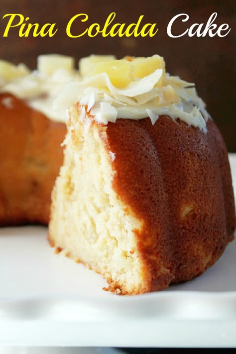 Cream Cheese Pina Colada Cake. Cream Cheese in the batter and Frosting! SO Moist! via Creole Contessa Pins Colada, Pina Colada Cake, Cake Mug, Cake Cream, Bundt Cakes Recipes, Yummy Sweets, Food Cakes, How Sweet Eats, Eat Dessert