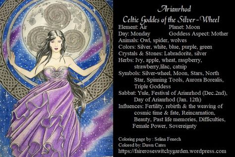 Arianrhod Celtic Spirituality, Celtic Deities, Goddess Magick, Witchy Garden, Celtic Myth, The Wheel Of The Year, Wolf Colors, Celtic Gods, Star Goddess