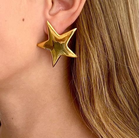 Large Gold Star Earrings Vintage 80s Costume Jewelry Star Sunburst Astrological Stars Studs Statement Earrings 80s Accessories Jewelry, American Vintage Clothing, 80s Accessories, Gold Star Earrings, 80s Earrings, Jewelry Star, 80s Costume, Star Clothing, 80s Party