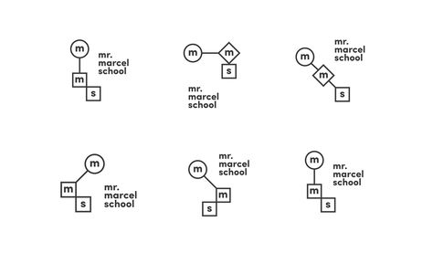 Mr Marcel School is a different design school. Founded on passion and love for well crafted things. Their learning system challenges the students to search and investigate in order to find creative solutions. We developed a modular identity of simple shap… Exhibition Branding, Mb Logo, Adam Taylor, Academy Logo, Friends Design, Dynamic Logo, Brand Architecture, Self Branding, Education Logo