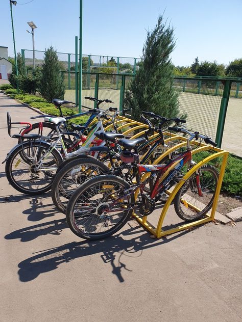 Parking lots for bikes (girst timi in Ukranian village cold " bilbasivka") Parking Lot, Ukraine, Bicycle, Bike, Exterior, Vehicles, Car Park