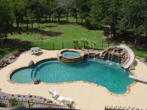 Pool With Waterfall, Swimming Pool Slides, Ideas De Piscina, Luxury Pools Backyard, Dream Backyard Pool, Pools Backyard Inground, Swimming Pool Landscaping, Pool Pool, Tank Pool