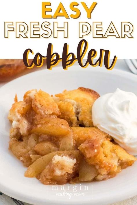 Desserts Using Fresh Pears, Desert With Pears, Pears Dessert Easy, Very Ripe Pear Recipes, Pear Cobbler With Bisquick, Easy Pear Cobbler With Fresh Pears, Fresh Pear Cobbler Recipes, Desserts With Pears Easy Recipes, What To Do With Over Ripe Pears