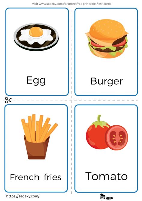 12 Free Food Flashcards Printable For Preschoolers | Sadeky Food Flash Cards Free Printable, Food Flashcards Free Printable, Unhealthy Food Pictures, Food Flashcards, Healthy And Unhealthy Food, Number Flashcards, Learning Languages Tips, Food Vocabulary, Free Printable Flash Cards