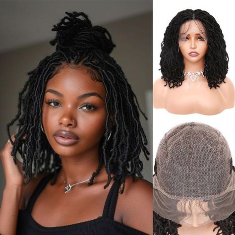 PRICES MAY VARY. 【Material】 The dreadlock wig is made of high quality low temperature synthetic fiber, so it’s very light and you won’t feel heavy. 【Full Lace】 The faux locs wig lace area is full head. We use full lace technology to give your head a more comfortable experience. And the hair can de devided in midlle or partial part as you like. 【Natural Looking】 The knotless braided wigs will give you a surprise! The dreadlock wig has a seamless hairline transition and it’s very natural! When you Black Faux Locs, Faux Locs Wig, Short Twist, Twist Wig, Braided Wigs For Black Women, Dreadlock Wig, Braided Wigs, Faux Locs, Wigs For Black Women