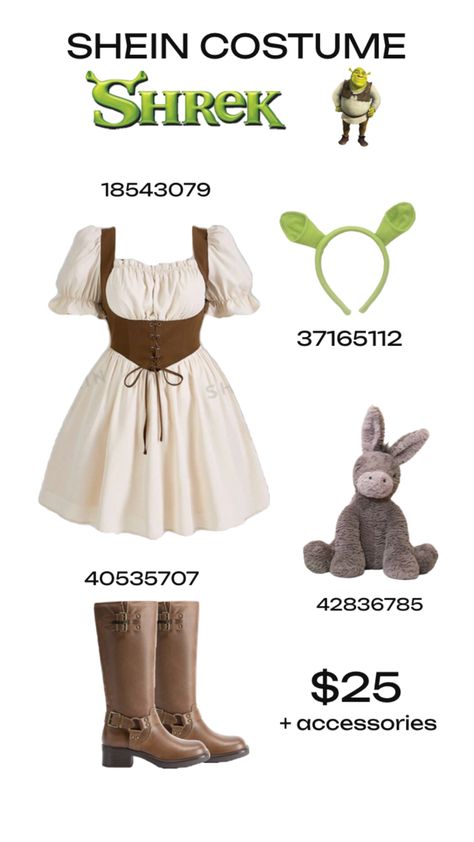 Cheap Shrek Costume from SHEIN Shrek Bounding, Goldilocks Halloween Costume, Shein Costume, Shrek Costume Women, Shrek Costume Party, Hansel And Gretel Costume, Shrek Costume Ideas, Shrek And Fiona Costume, Hansel And Gretel Costumes