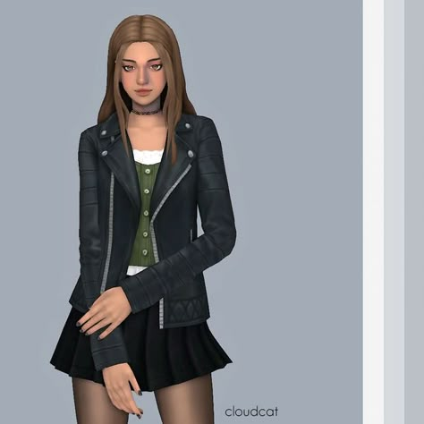 Pyroxene Jacket 💥 | Patreon Sims 4 Leather Jacket, Sims 4 Female Maxis Match, Goth Jacket, Sims Fashion, Edgy Tops, Sims 4 Content, The Sims 4 Custom Content, Body Hugging Dress, Sims Inspiration