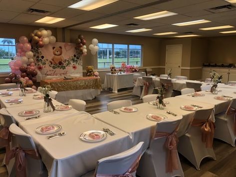 How To Set Up Rectangle Tables For A Party, Rectangle Table Set Up For Party, Baby Shower Round Table Set Up, Dusty Rose Baby Shower Theme Tablecloth, Pink And Gold Minnie Mouse Party Traet Table, Baby Shower Table Set Up, Christian Baby Shower, Ballerina Baby Showers, Party Setup