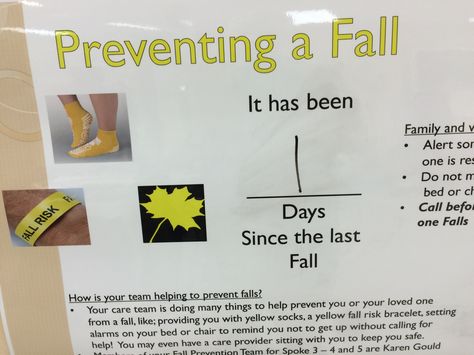 Spotted in a hospital today Patient Safety Poster Ideas, Hospital Fall Prevention, Fall Risk Prevention Hospital, Fall Prevention Bulletin Board Nursing, Fall Prevention Bulletin Board, Fall Risk, Patient Safety, Fall Prevention, Favorite Places