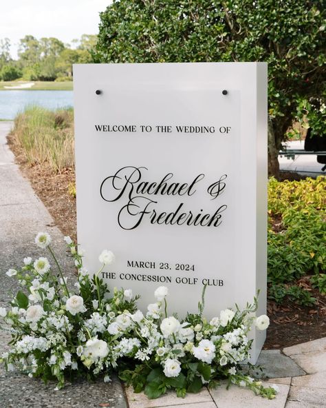 ✨ It’s all in the details ✨ Let’s talk about the magic of Welcome Signs for your wedding day! ✨ Whether adorned with intricate details, monograms, or charming designs, these signs are more than just a greeting—they set the tone for the celebration! Picture a beautifully crafted board, elegantly displaying your names intertwined with delicate florals or perhaps showcasing a custom monogram that speaks to your unique love story! Head to our stories today to play this or that on some of our f... Monogram Wedding Sign, Floral Welcome Sign Wedding, Unique Welcome Signs Wedding, Wedding Welcome Sign Flowers, Wedding Name Board, Arch Welcome Sign, Dj Facade, Chair Lounge, Wedding Colour