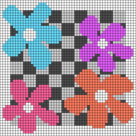 Alpha pattern #108540 variation #198829 | BraceletBook Floral Grid Pattern, Pixel Art Abstract, Abstract Crochet, Aesthetic Border, Graph Paper Designs, Pixel Art Templates, Pixel Drawing, Tapestry Blanket, Pixel Crochet