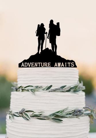 Adventure Awaits Cake Topper Bon Voyage Travel Decorations, Wedding cake topper broom and groom Adventure Awaits Cake, Travel Decorations, Mountain Wedding Cake, Wedding Cakes Ideas, Wedding Cake Fresh Flowers, Fall Wedding Cakes, Childrens Birthday Cakes, Wedding Cakes With Flowers, Decorations Wedding