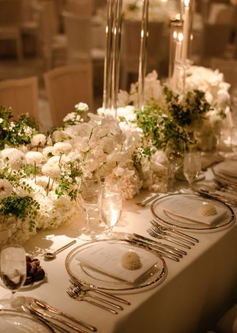 Rosewood Miramar, Candlelit Wedding, Mindy Weiss, Elegant Wedding Themes, White Weddings Reception, White Tablecloth, April Wedding, Wedding Floral Centerpieces, Wedding Color Inspiration