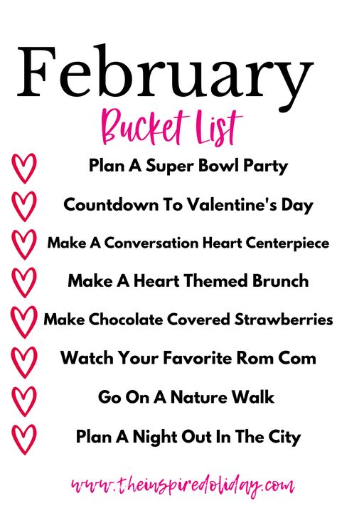 February Bucket List 2024, 2024 Bucket List Ideas, February Checklist, Things To Do Each Month, February Bucket List, Monthly Bucket List, Boujee Apartment, February Goals, February Images