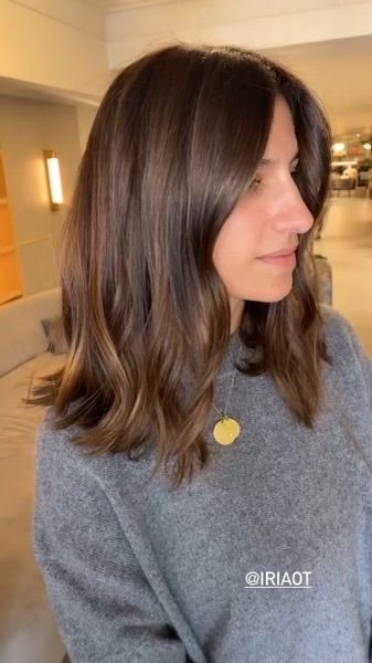 Medium Brown Hair Medium Length, Short Thick Brunette Hair, Mid Length Hair Balayage Brunettes, Mid Length Hair Brunette, Mid Length Brunette Hair, Mid Brown Hair, Light Brown Short Hair, Shoulder Length Brown Hair, Midi Bob