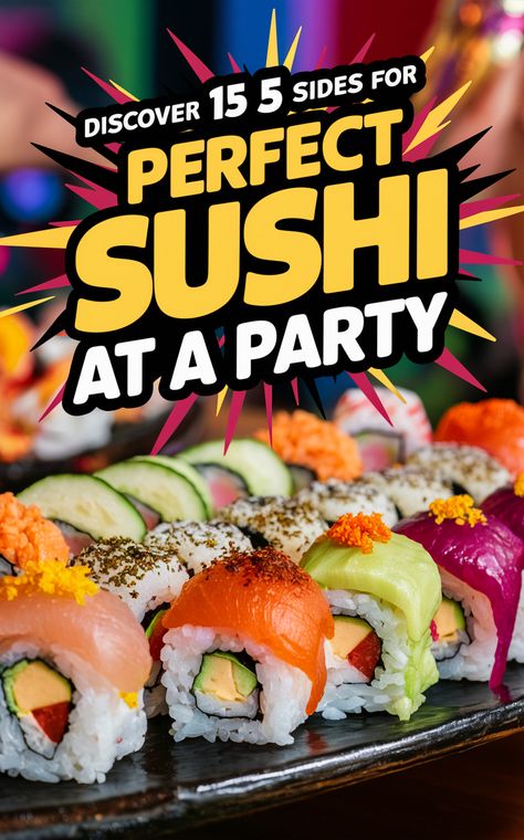 Wow your guests with these perfect pairings for sushi! 🎉🍱 #sushitime #partyfood Sushi Brunch Ideas, Appetizers For Sushi Party, Sushi Boards For Parties, Sushi Party Food Ideas, Sushi Charcuterie Board Ideas, Sushi Board Ideas, Sushi Bar Party, Sushi Appetizers Ideas, What To Serve With Sushi