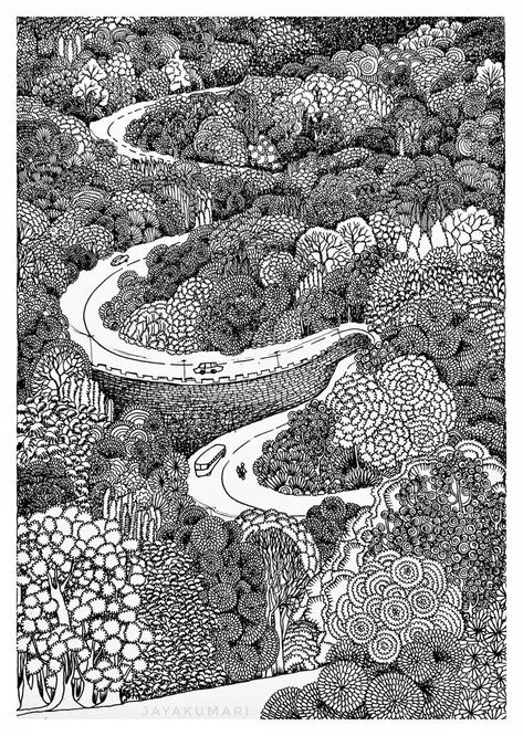 Full Page Pen Art, Drain The Pen Art, Nature Study Drawing Sketch, Pen Art Work Illustrations, Zentangle Art Ideas Creative, Fineliners Drawing, Full Page Drawings, Pen Line Art, Fineliner Art