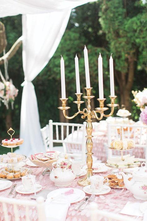 Joint Royal Princess High Tea Garden Birthday Party White Canopy Tent, Gold Leaf Cake, Princess Tea Party Birthday, Royal Birthday Party, Royal Garden Party, Pink Princess Party, Leaf Cake, Royal Tea Parties, Garden Birthday Party