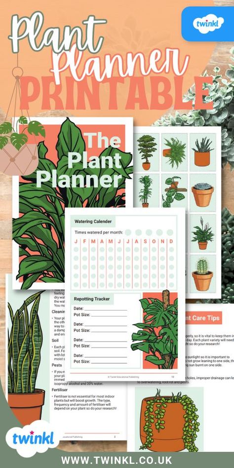 Twinkl’s plant planner printable worksheets with original Twinkl illustrations. Plant Planner, Plant Care Tips, Plant Watering, Home Grown Vegetables, Houseplants Indoor, Side Hustles, The Plant, All Plants, Plant Lover