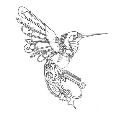 Mechanical hummingbird Steampunk Hummingbird, Steampunk Drawings, Time Is Fleeting, Steampunk Cogs, Steampunk Dragonfly, Steampunk Drawing, Hummingbird Drawing, Heart Drawings, Steampunk Coloring