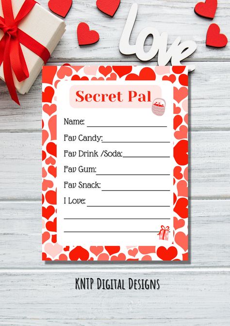 Excited to share this item from my #etsy shop: Valentine's Day Secret Pal Questionnaire, My Favorite Things Gift Ideas, Printable Gift Exchange Wishlist Form, Digital Download PDF Secret Pal Questionnaire, My Favorite Things Gift Ideas, Favorite Things Gift Ideas, My Favorite Things Gift, Secret Valentine, Secret Pal, Daisy Scouts, Staff Appreciation, Gift Exchange