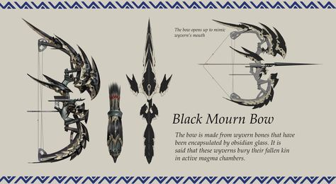 ArtStation - Black Mourn Bow, Quy Ho Monster Hunter Bow, Archer Characters, Guild Hall, Creature Character Design, Claw Gloves, Dnd Monster, Monster Hunter Series, Bow Designs, Bow Art