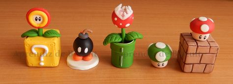 Super Mario Clay Art, Mario Clay Ideas, Mario Polymer Clay, Mario Clay, Clay Date, Mario Star, Clay Jar, Fondant Cake Toppers, Disney Charms